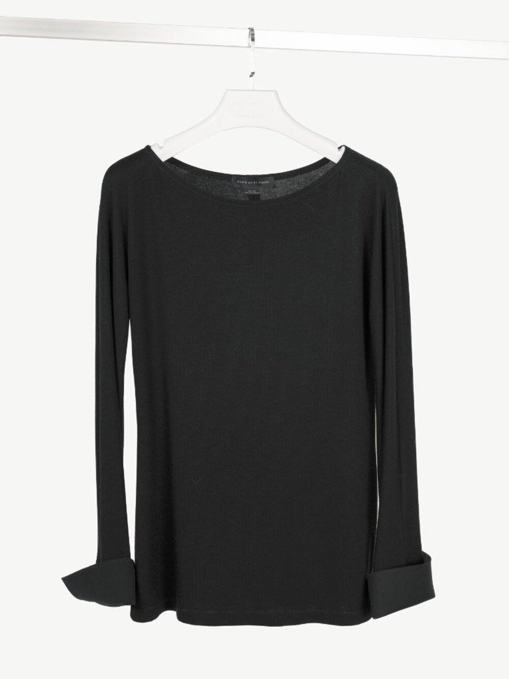 Marie Saint Pierre Black Jersey Scuba-Cuff Long-Sleeve Top